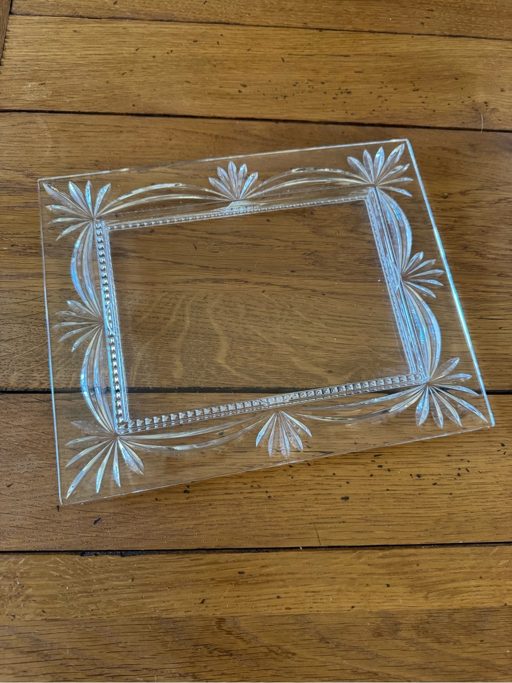 Clear Decorative Glass Vanity Tray with Etched Starburst Design
